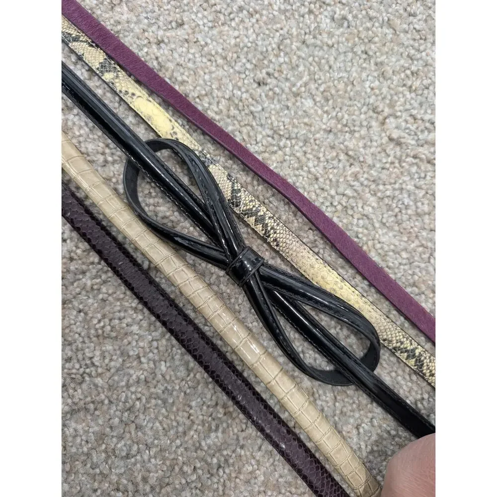 Belts: Skinny Mixed Texture Lot – Animal Print, Chic & Bohemian – Sizes S &...